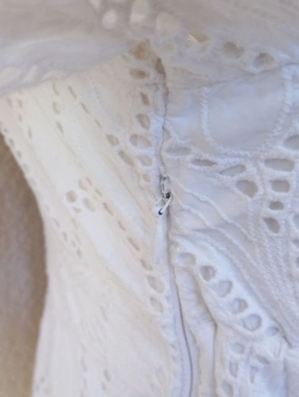 Anthropologie Maeve elegant white tiered eyelet midi dress with a square neckli - Picture 8 of 10